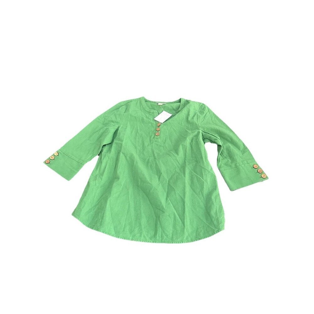 Appleseed's Green V-Neck Popover Blouse NWT Medium